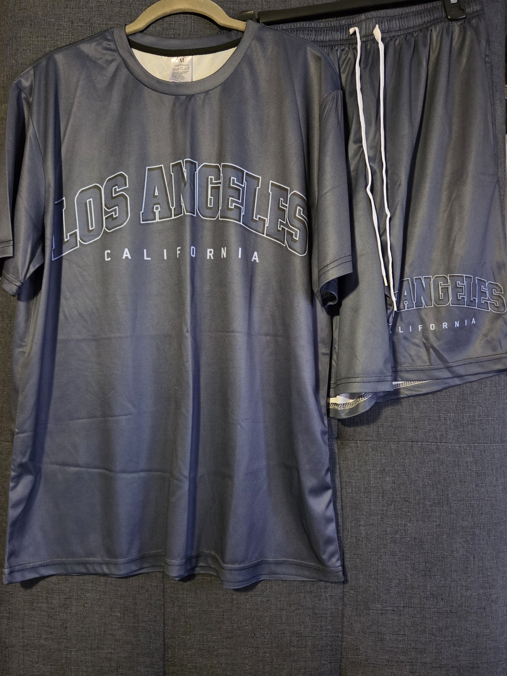 Los Angeles California Men's Short Sleeve Tee  With Shorts- Navy